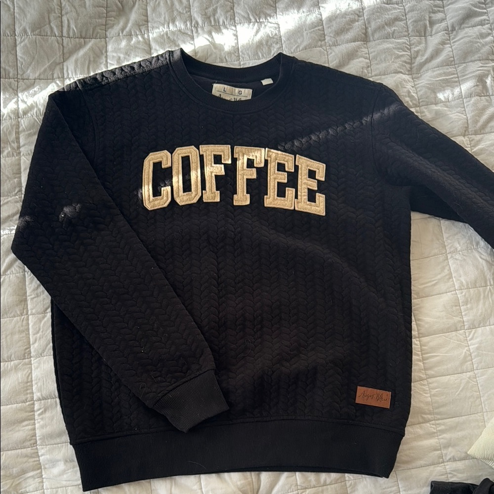 Black Sweater with 'COFFEE' Print (longer fit)